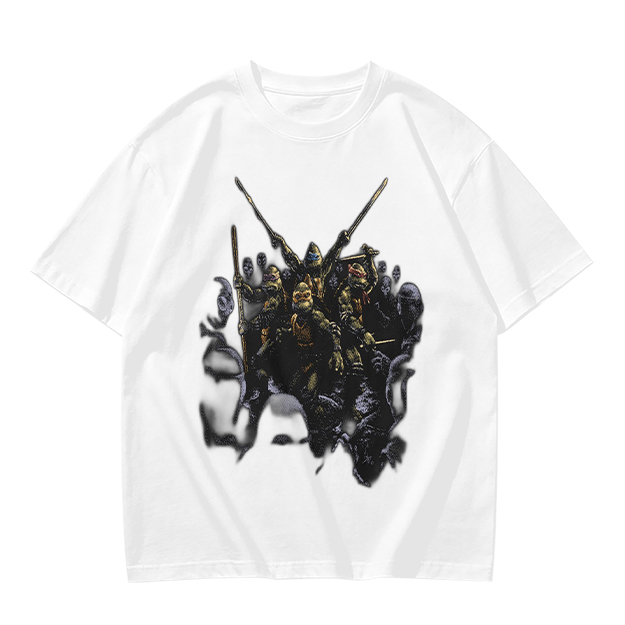 Olive T-Shirt with Fantasy Warrior Group Graphic Print