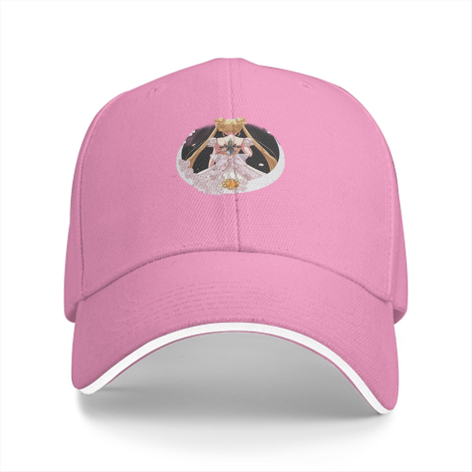 Black Baseball Cap With Princess Serenity Moon Print