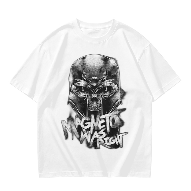 Olive Magneto Graphic T-Shirt with 'Magneto Was Right' Print