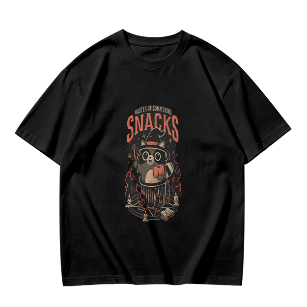 Olive T-Shirt With Raccoon Wizard Snacks Graphic Print