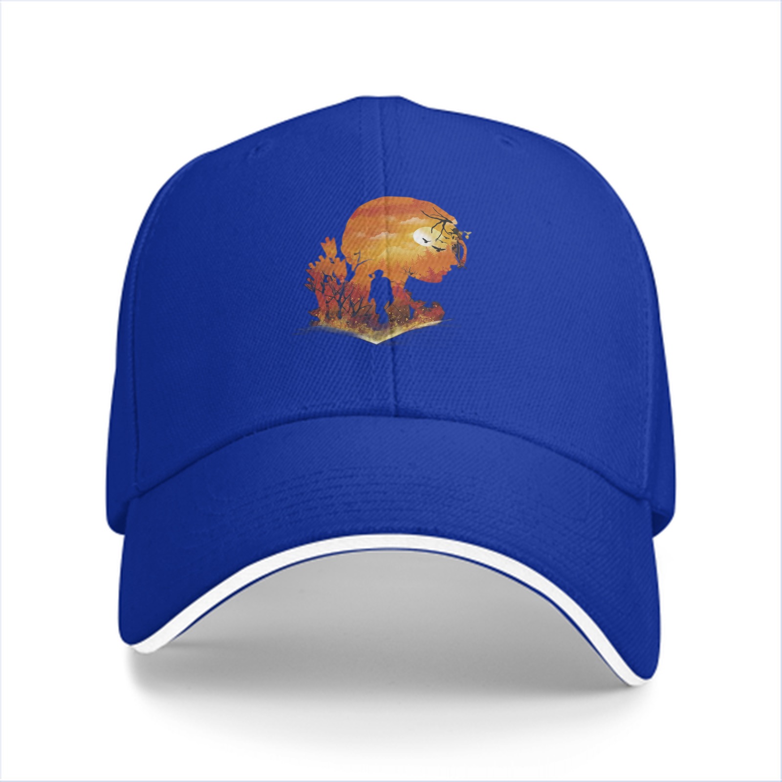 Black Baseball Cap With Sunset Silhouette Landscape Art Print