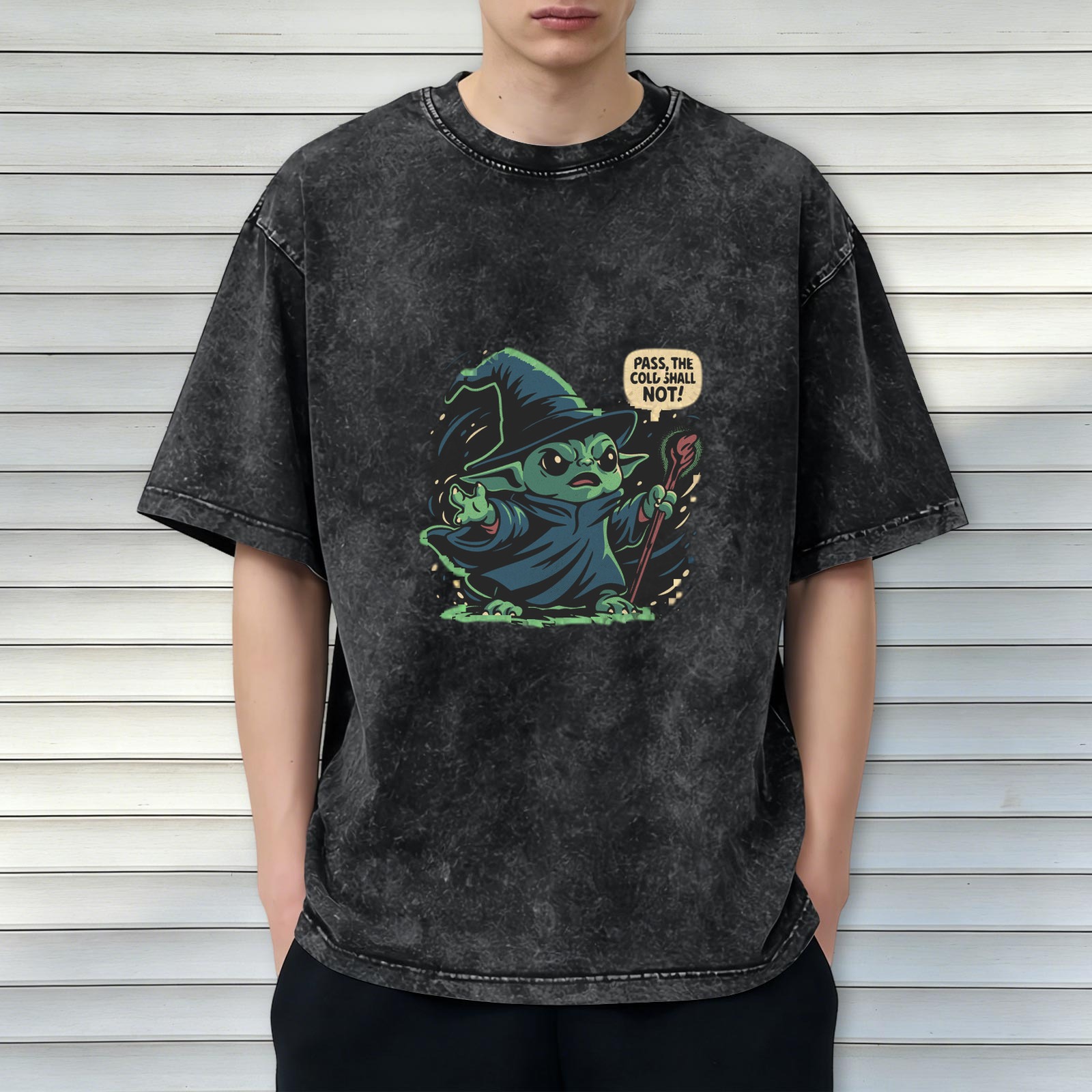 Wizard Baby Yoda 'Pass The Cold Shall Not' Graphic T-Shirt
