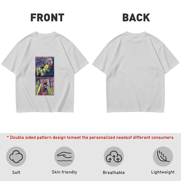 Olive T-Shirt with Comic Style Superhero Graphic Print