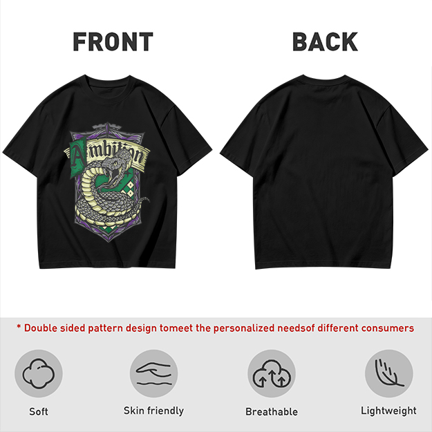 Olive Green Slytherin Ambition Snake Crest Graphic T-Shirt