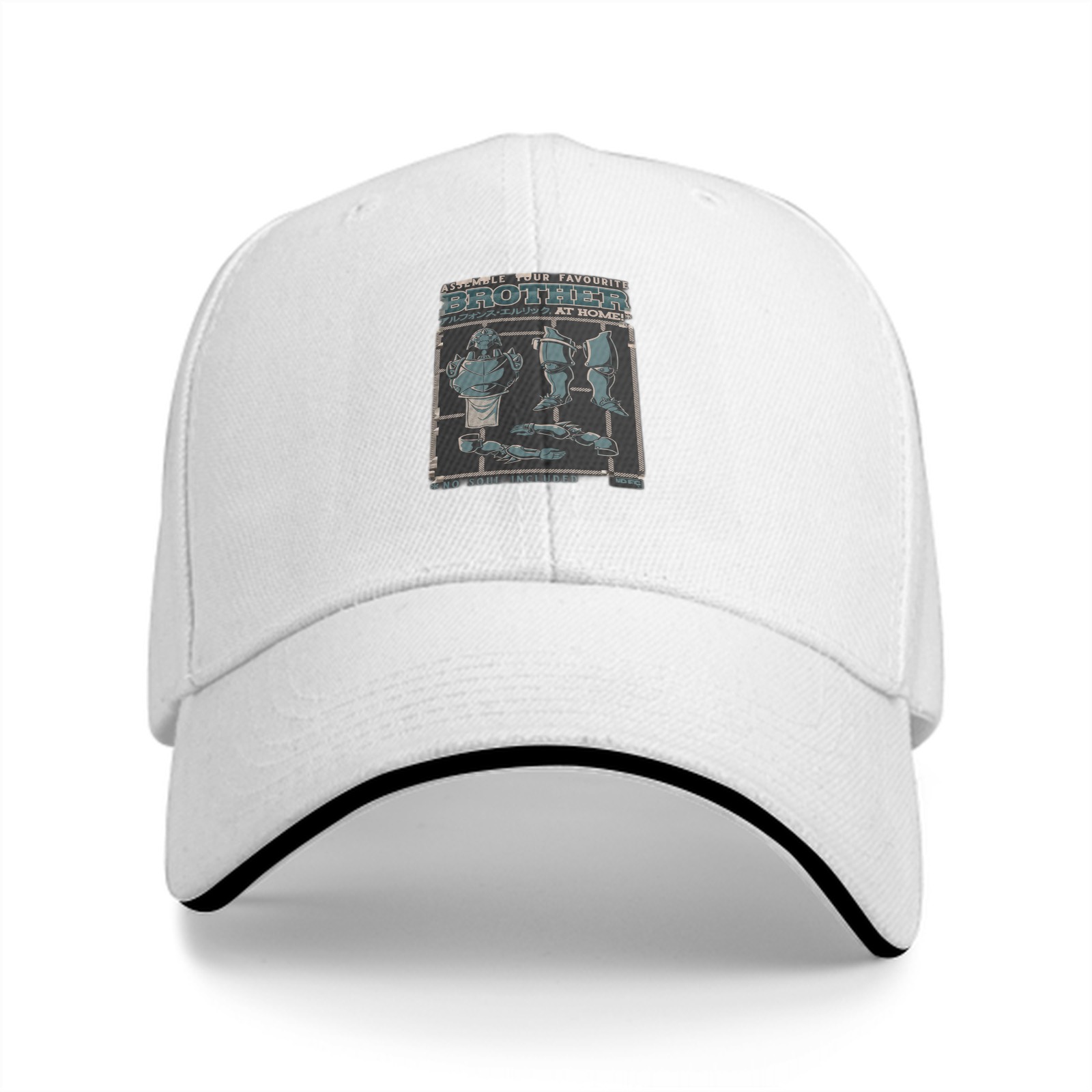 Black Baseball Cap With Funny Brother Assembly Graphic Print