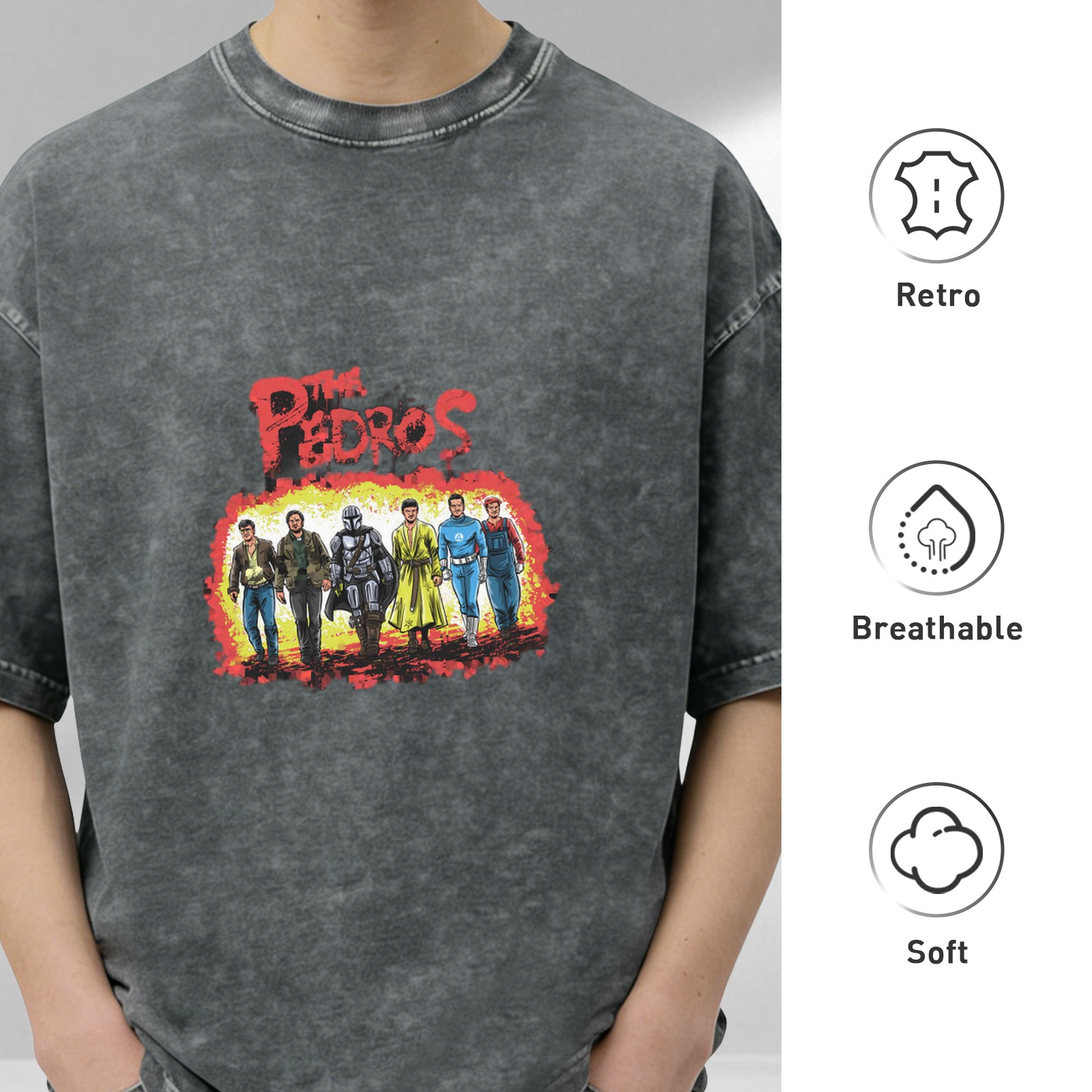 The Pedros Graphic Print Dark Wash T-Shirt