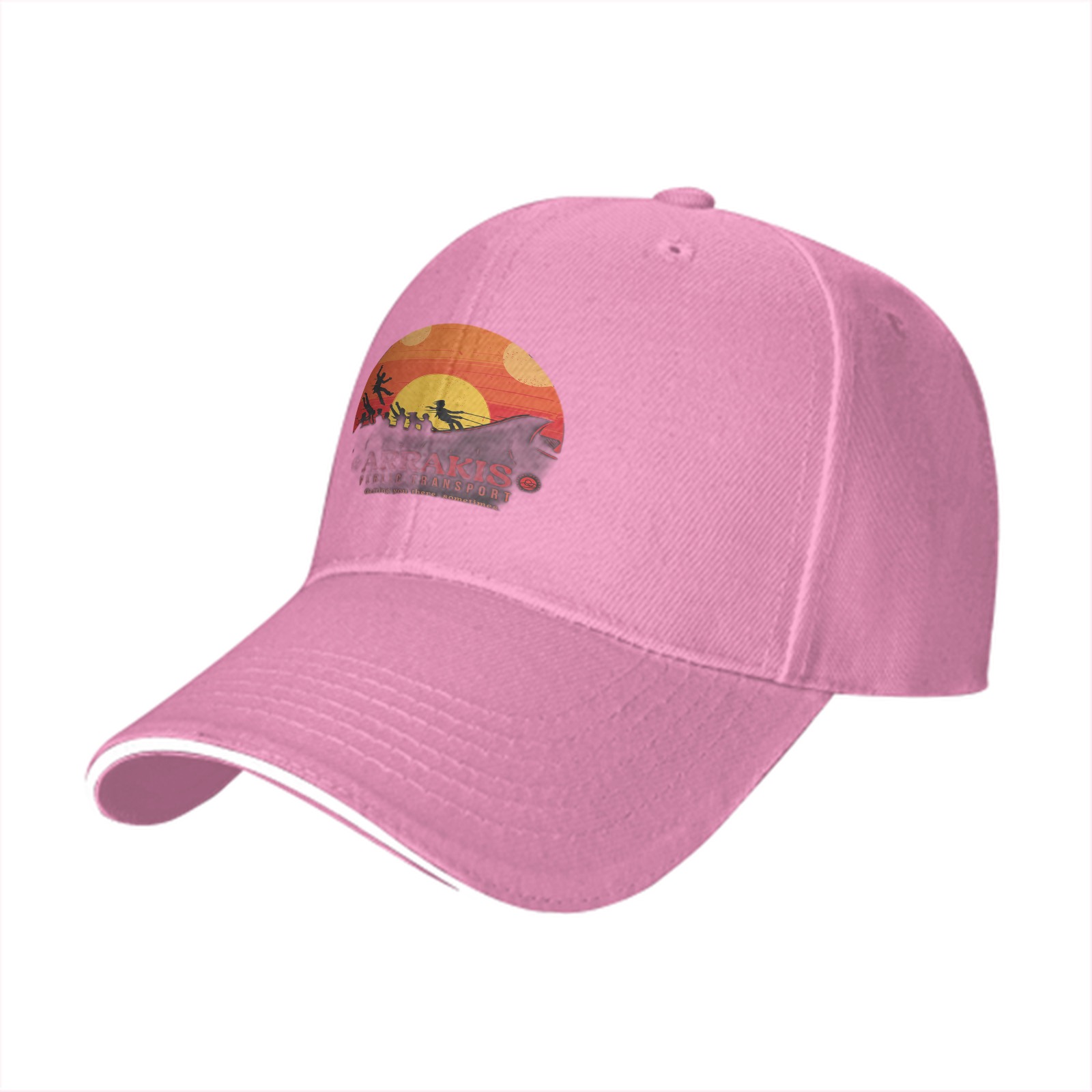 Black Baseball Cap with Sci-Fi Desert Sunset Graphic