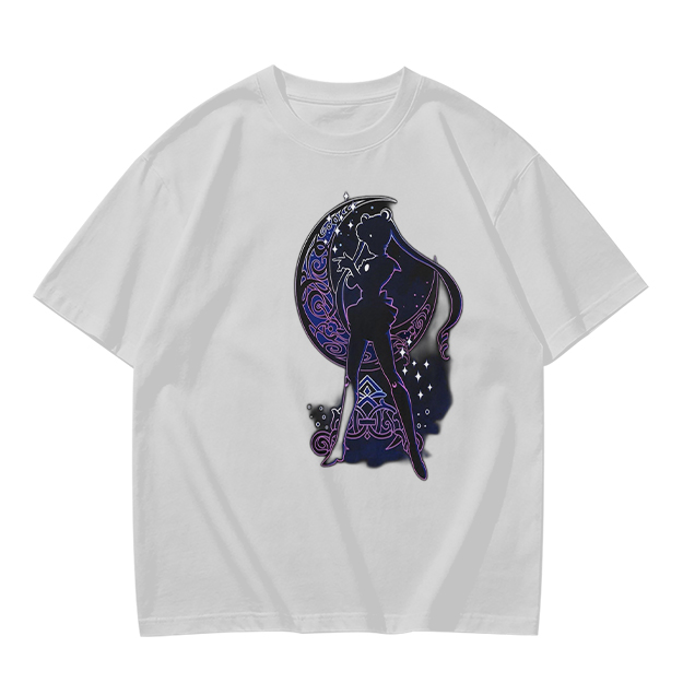Olive T-Shirt With Celestial Moon Girl Silhouette Graphic