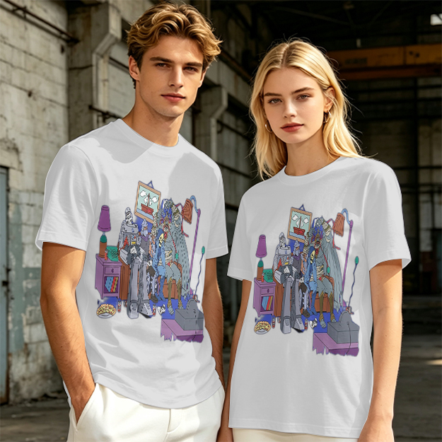 Olive T-Shirt With Quirky Room Scene Graphic Print
