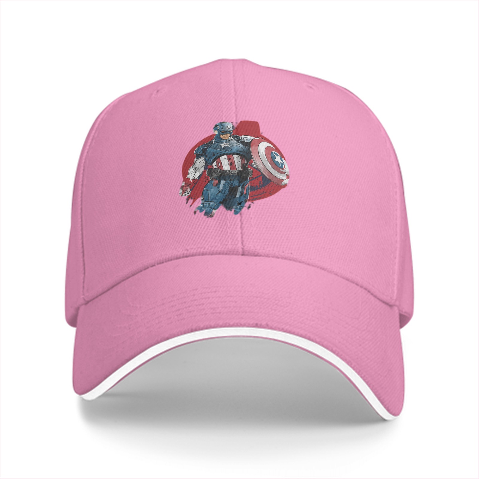Black Baseball Cap With Captain America Graphic Print