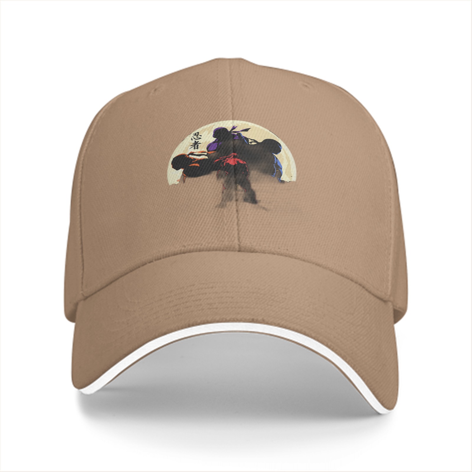 Black baseball cap with ninja turtle silhouette moon graphic