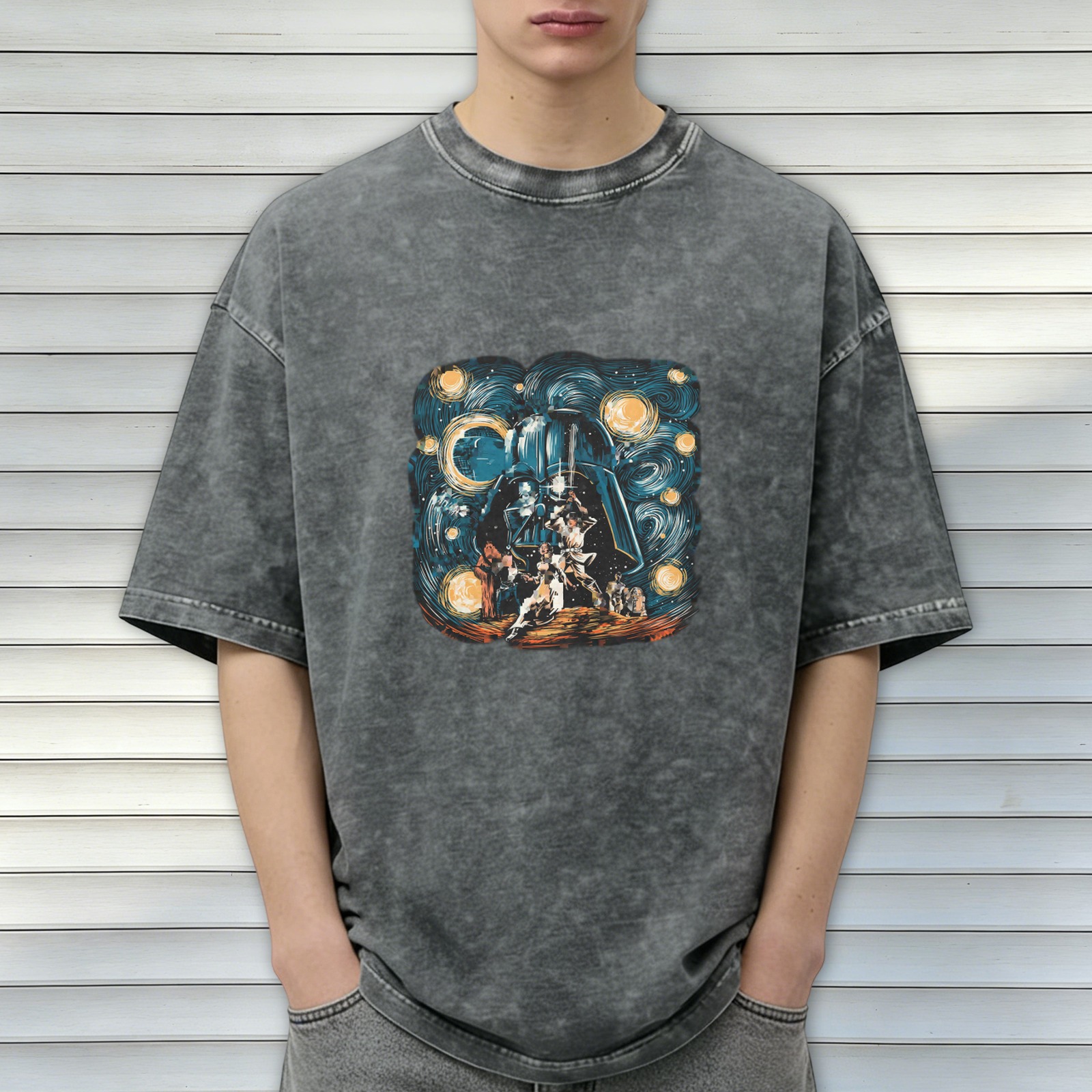 Star Wars Darth Vader Starry Night Graphic Vintage Wash T-Shirt
