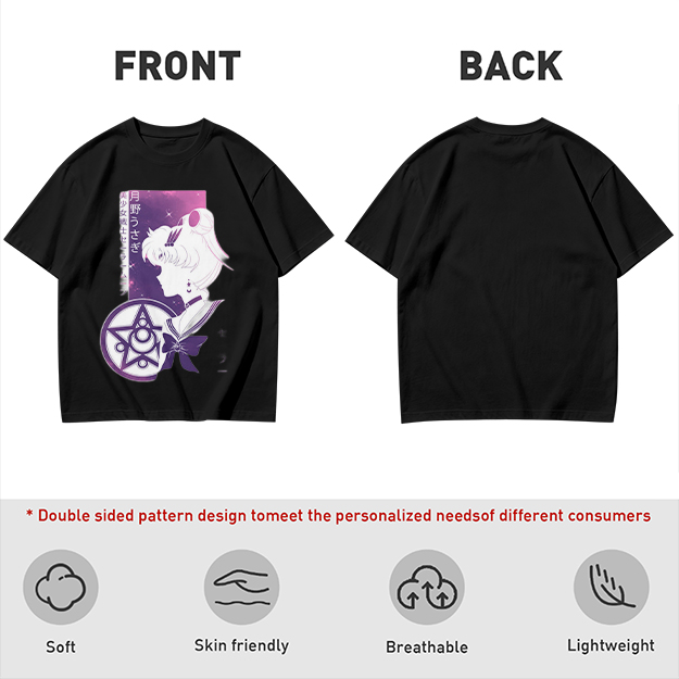 Olive T-shirt with Sailor Moon Anime Silhouette Graphic
