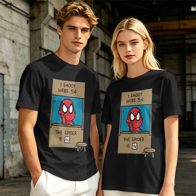 Olive t-shirt with cartoon Spider-Man web stand print