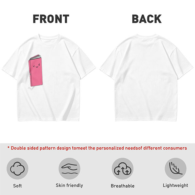 Olive Green T-Shirt With Cute Smiling Pink Book Graphic