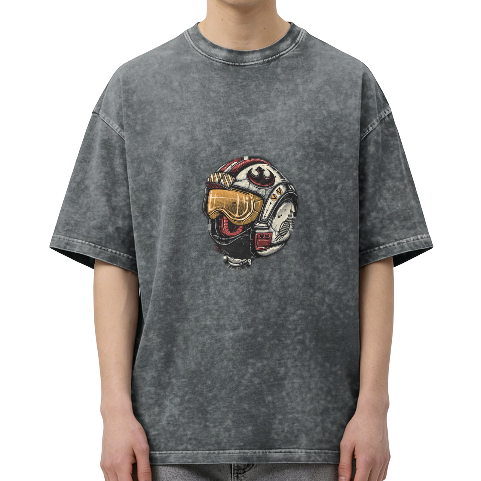 Star Wars X-Wing Pilot Helmet Graphic Vintage Wash Oversized T-Shirt