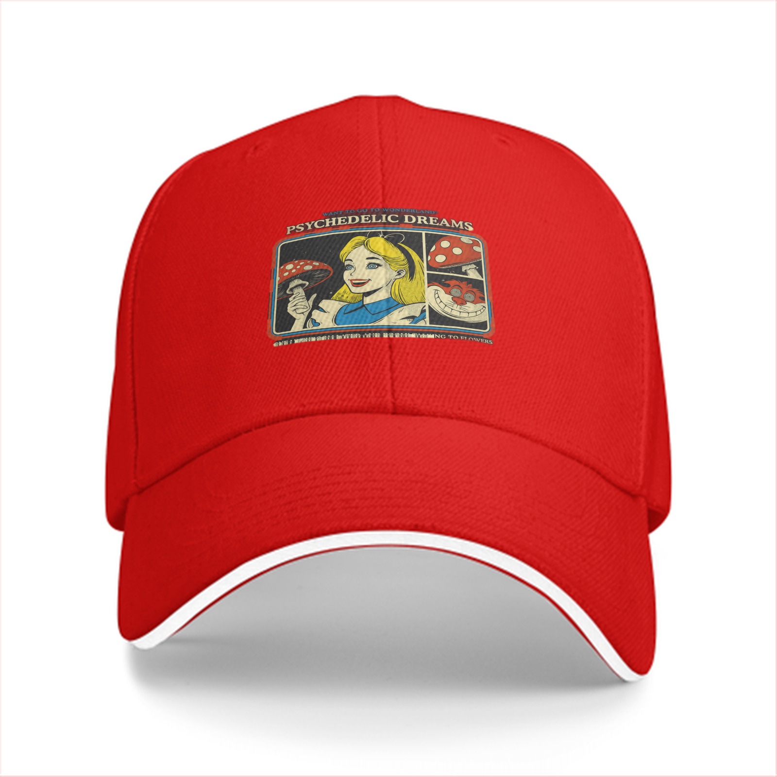 Psychedelic Dreams Alice in Wonderland Graphic Baseball Cap
