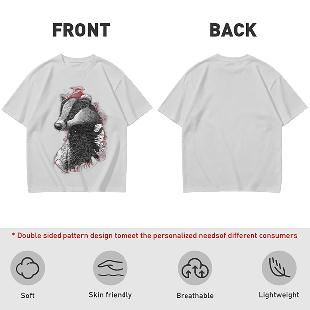 Olive Green T-Shirt With Detailed Badger Graphic Print
