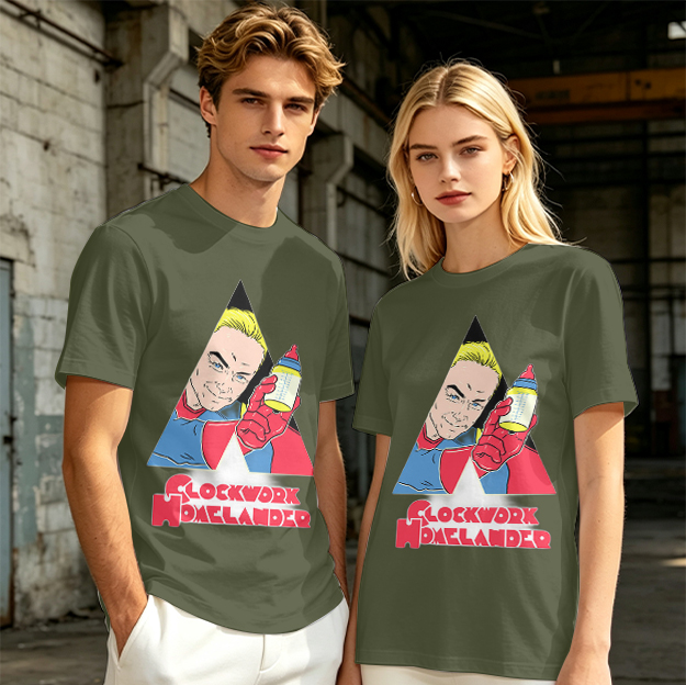 Olive Graphic T-Shirt with Clockwork Homelander Artwork