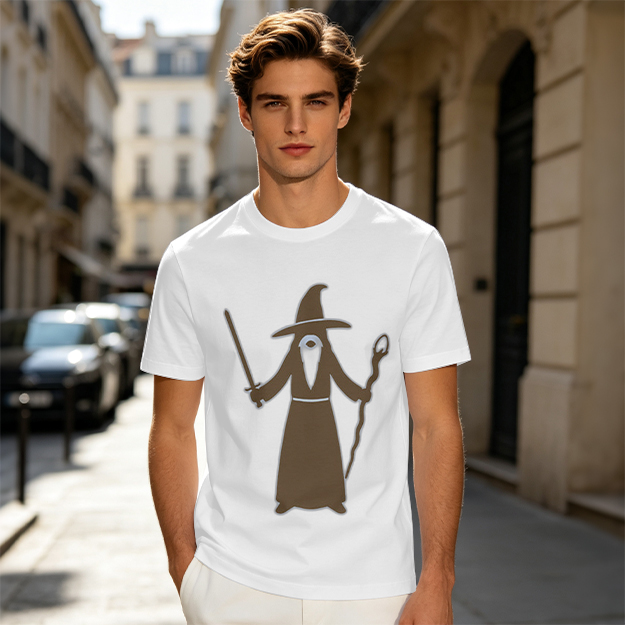 Olive Green T-Shirt With Cyclops Wizard Graphic Print