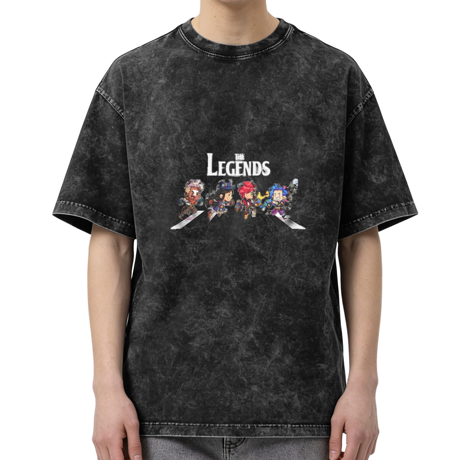The Legends Chibi Characters Acid Wash Graphic T-Shirt