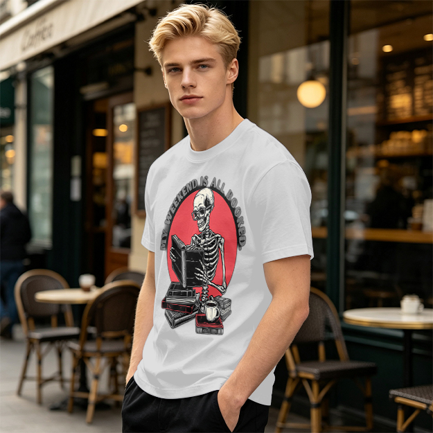 My Weekend Is All Booked Skeleton Reading T-Shirt