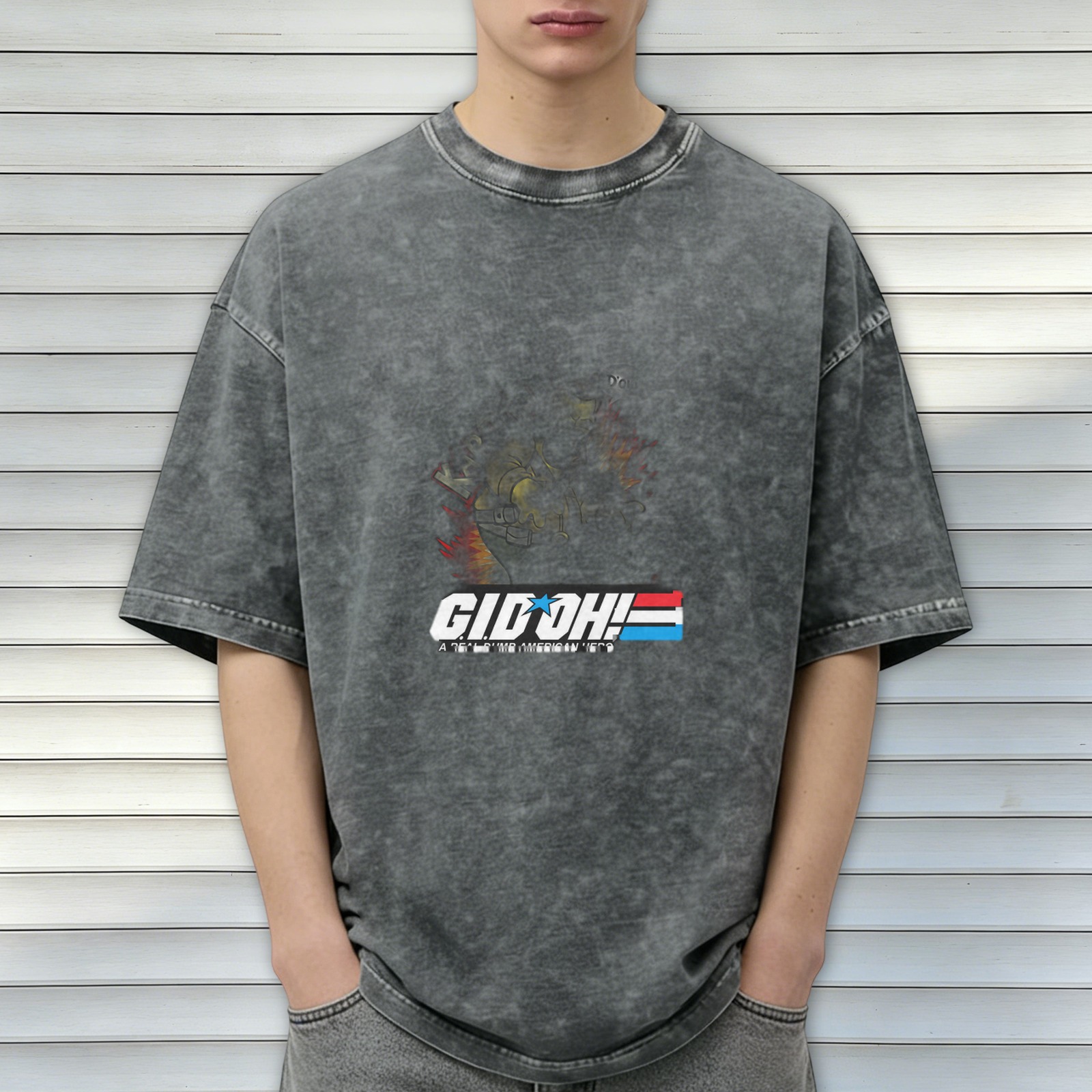 Washed Black Graphic T-Shirt with G.I.D OH! Print