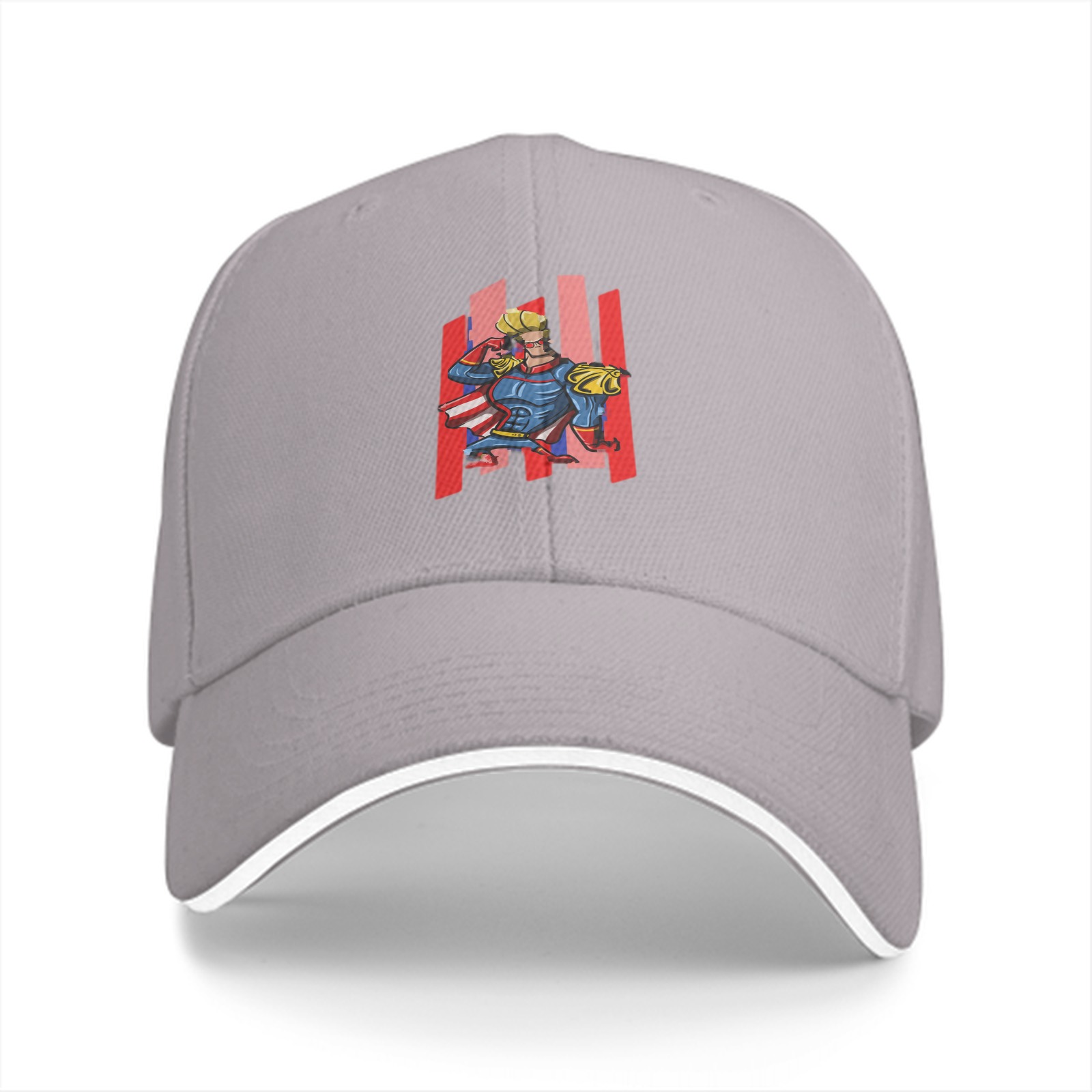 Black Baseball Cap With Superhero Character Graphic Print