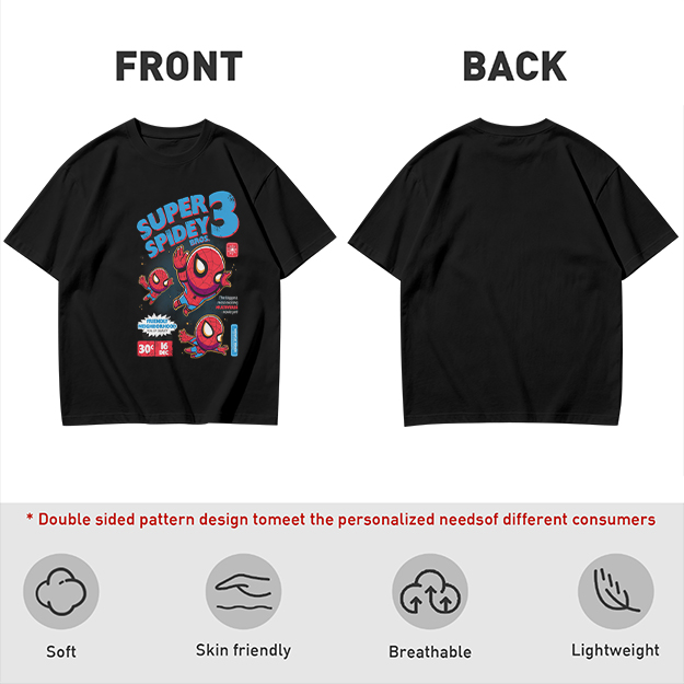 Olive T-shirt with Super Spidey 3 Chibi Spider-Man Graphic