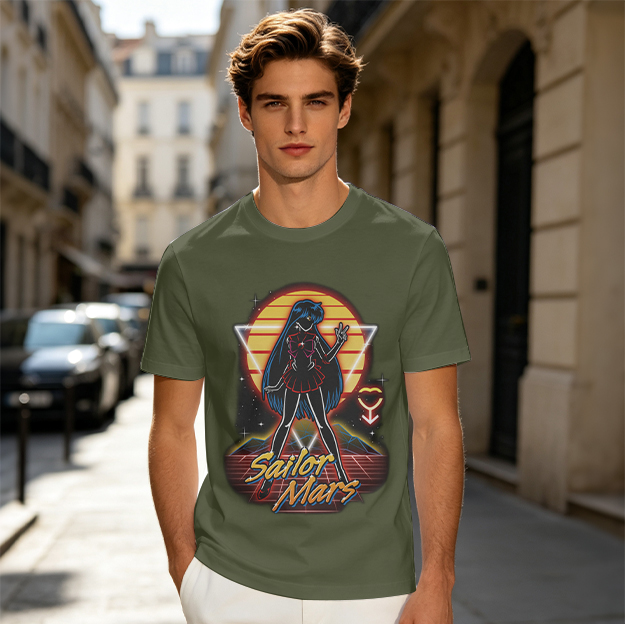 Sailor Mars Retro Synthwave Graphic T-Shirt Design