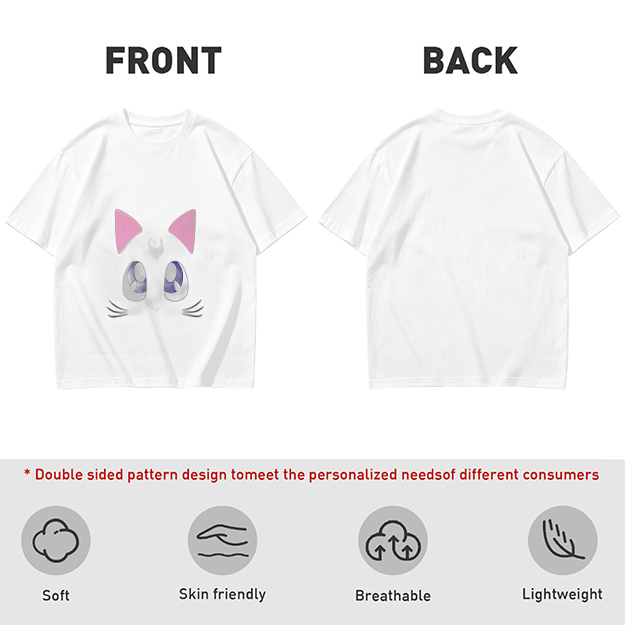 Olive Green T-Shirt With Cute Cat Face Graphic Print