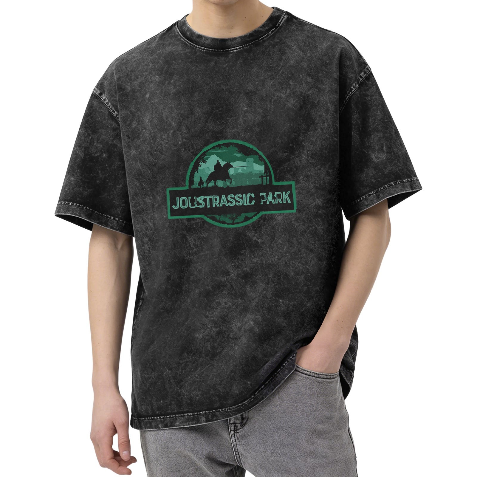 Joustrassic Park Dinosaur Knight Graphic Vintage T-Shirt