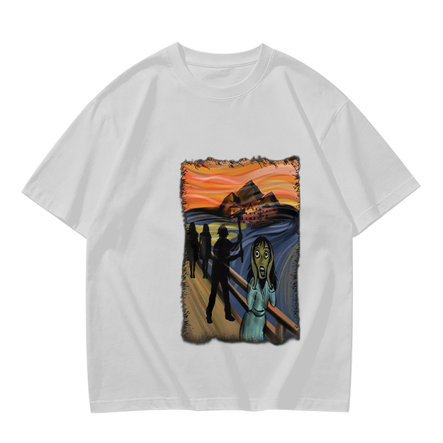 Olive T-shirt with The Scream Parody Art Print