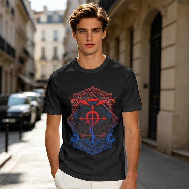 Olive T-Shirt with Fullmetal Alchemist Transmutation Crest Print