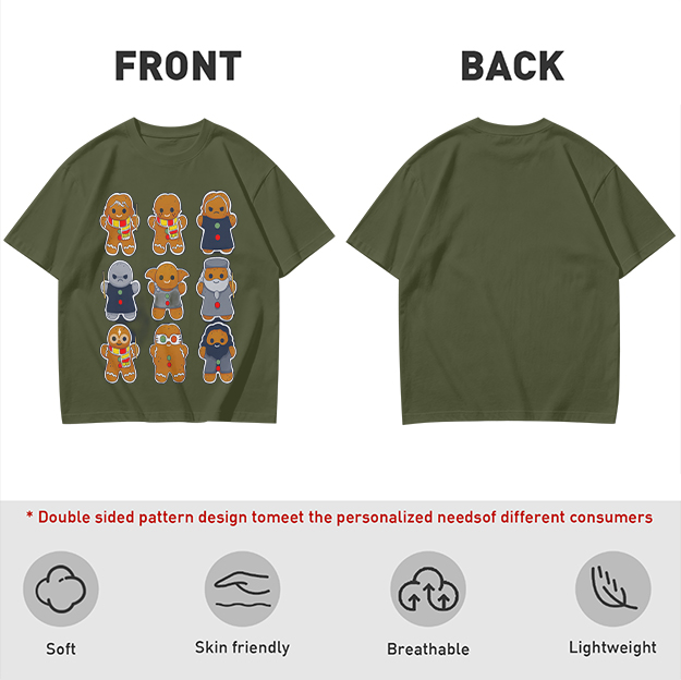 Olive T-Shirt With Harry Potter Themed Gingerbread Characters Print