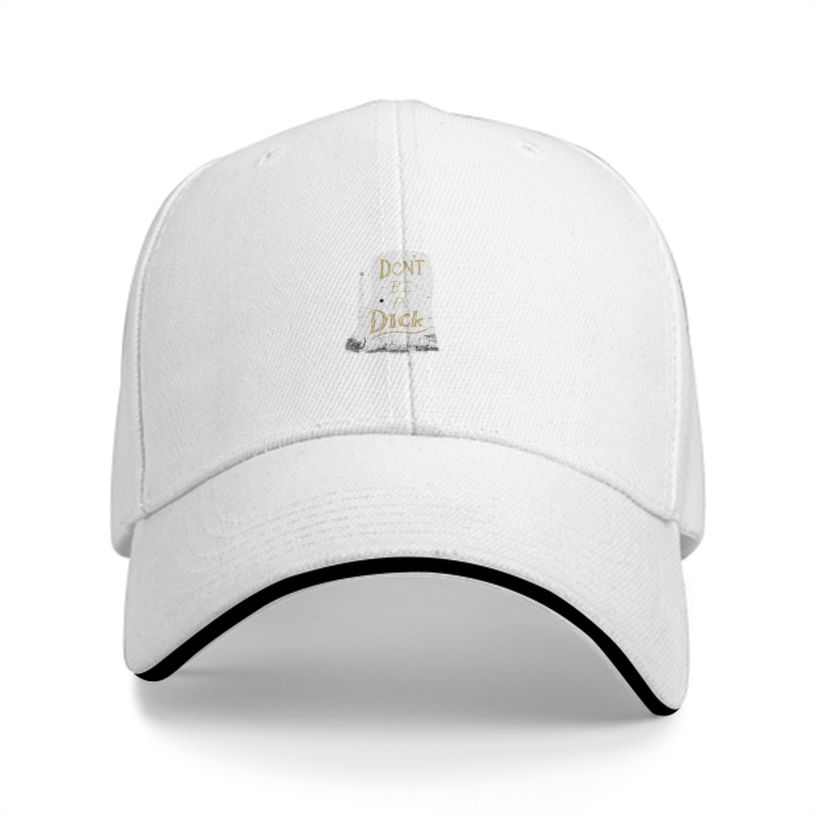 Black baseball cap with humorous tombstone graphic print