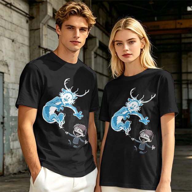 Olive T-Shirt With Harry Potter Patronus Deer Cartoon Print