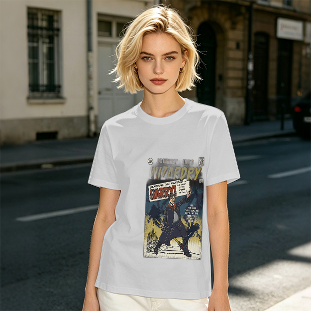 Olive T-Shirt With Wizardry Comic Style Harry Print