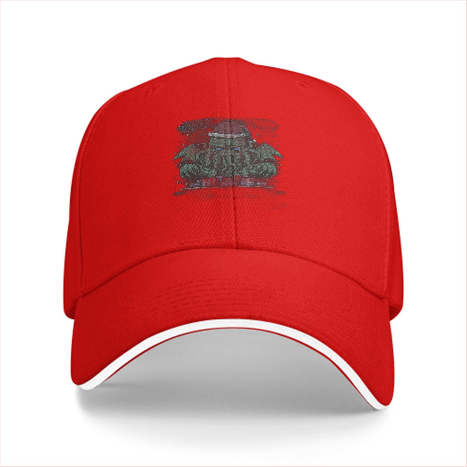 Black Baseball Cap with Christmas Cthulhu Graphic