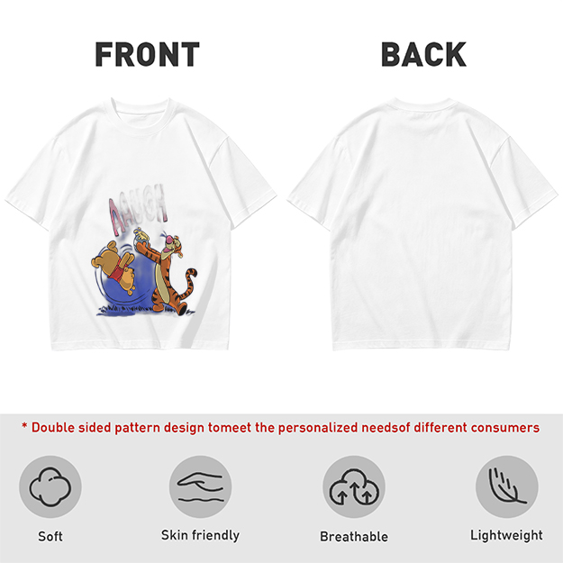 Olive T-Shirt Featuring Winnie the Pooh and Tigger Playing
