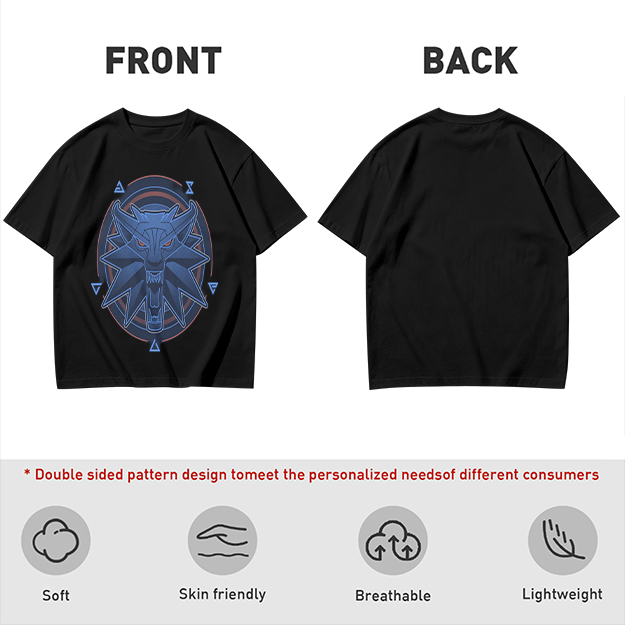 Olive T-Shirt With Witcher Wolf Medallion Graphic Print