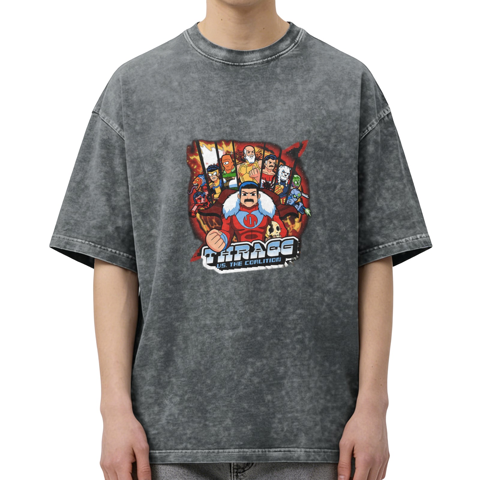 Thragg vs The Coalition Graphic Stonewashed Black T-Shirt