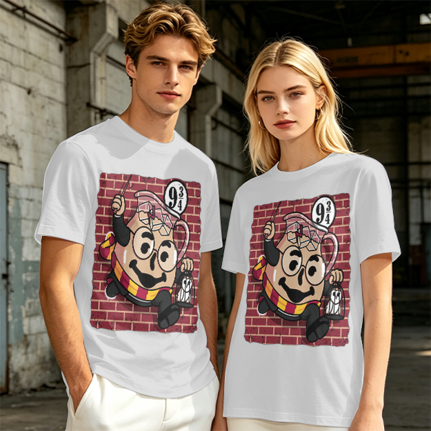 Olive T-shirt with Harry Potter themed pitcher graphic