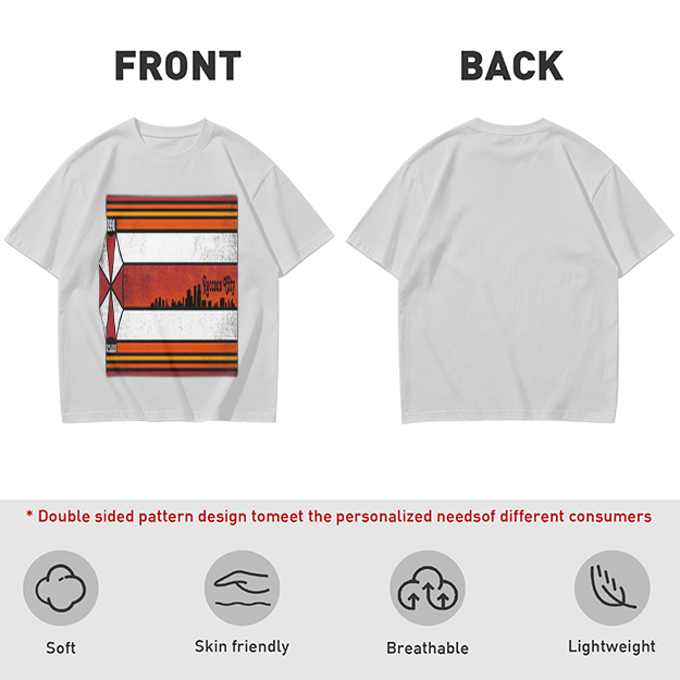 Olive T-Shirt With Retro Striped City Skyline Graphic Print