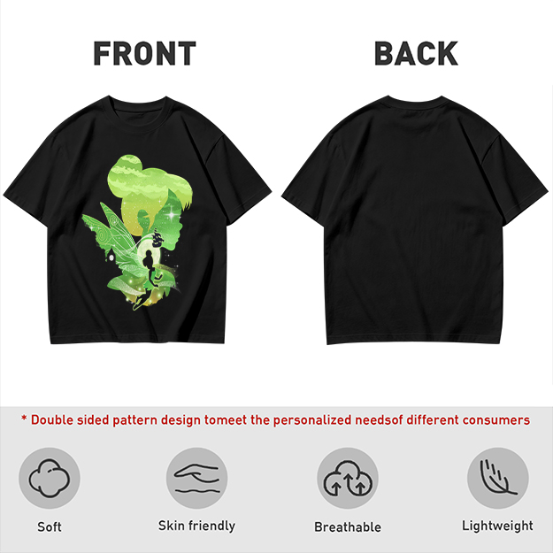 Olive T-shirt with fairy silhouette graphic design