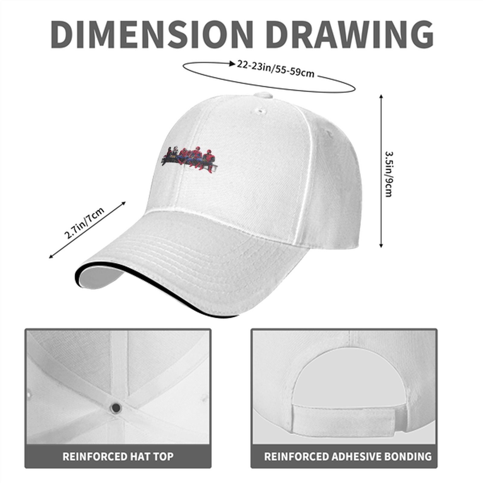 Black baseball cap with Spider-Man team graphic print