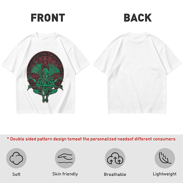 Olive Green Cthulhu Occult Seal Graphic T-Shirt