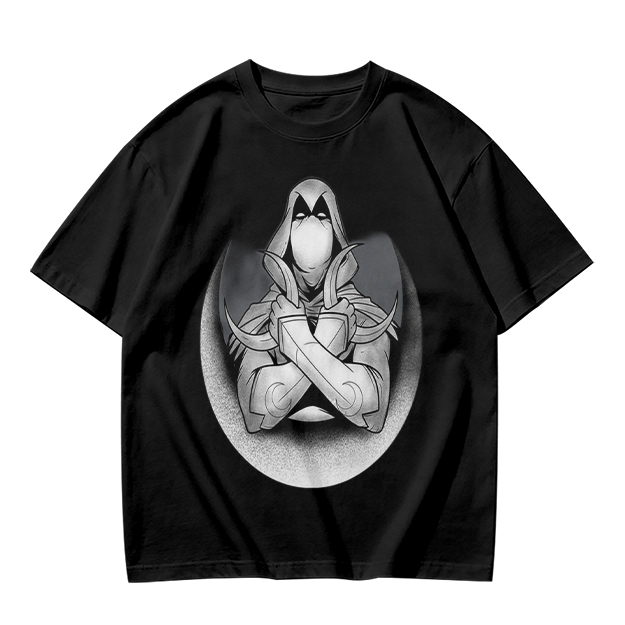 Olive T-shirt with Moon Knight Crossed Arms Graphic Print