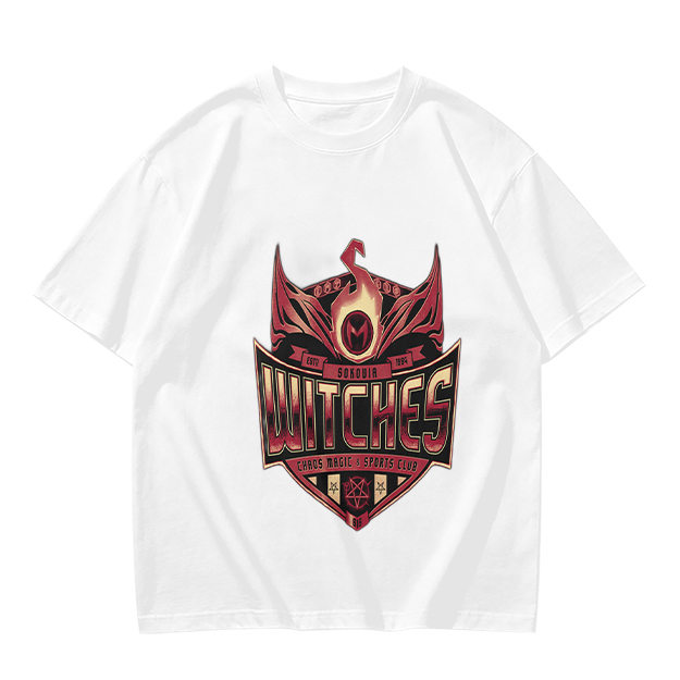 Olive Green T-Shirt With Witches Themed Graphic Print