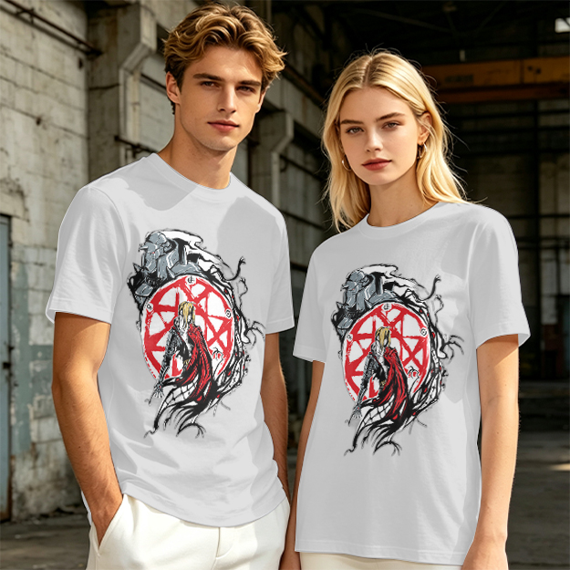 Olive Anime Graphic T-Shirt With Transmutation Circle Design